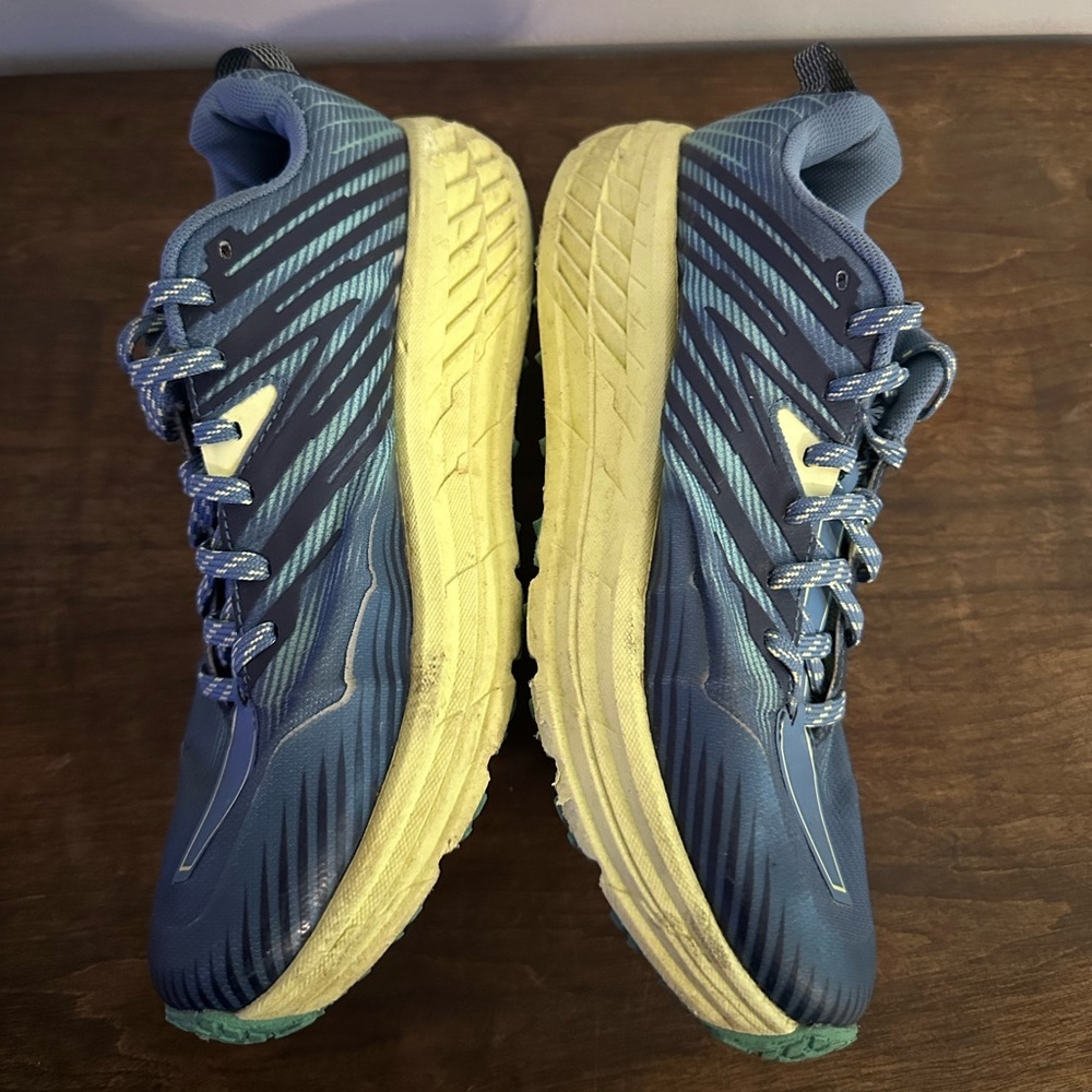 Hoka Speedgoat 4 Shoes Womens 10 Blue Daily Trail Woods Hiking Terrain Vibram - Picture 5 of 9